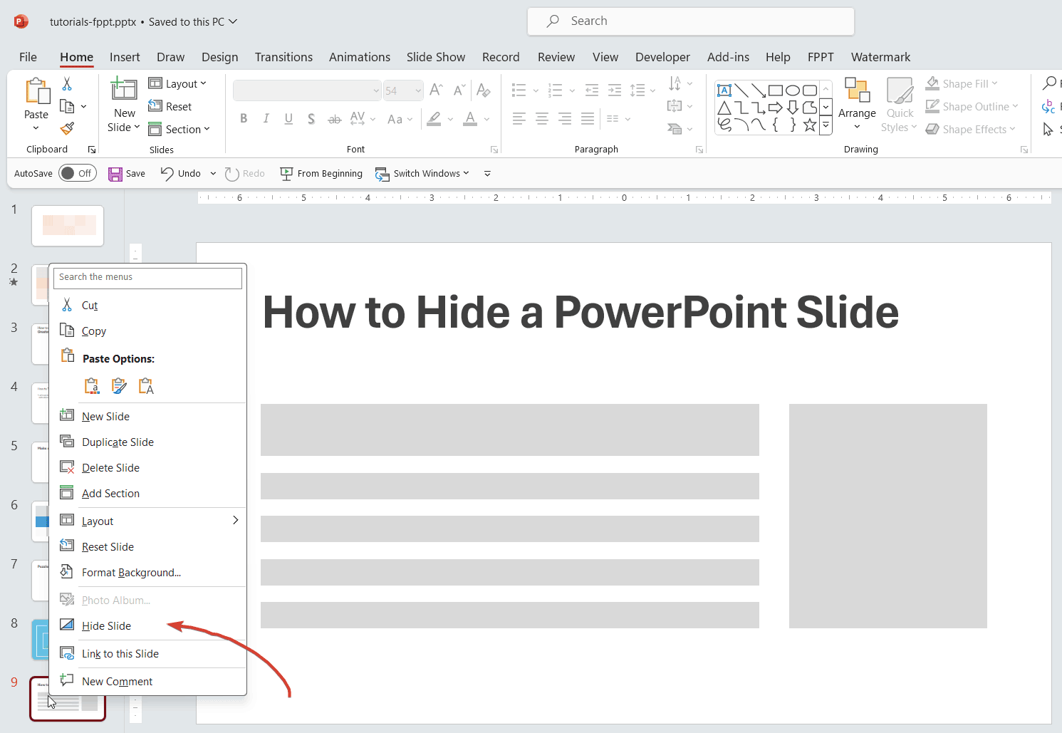How to Hide a PowerPoint Slide