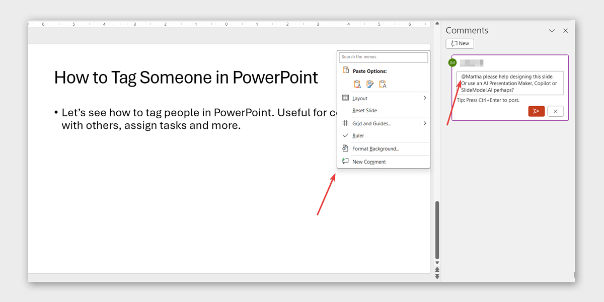 How to Use Mentions in PowerPoint to Tag Someone