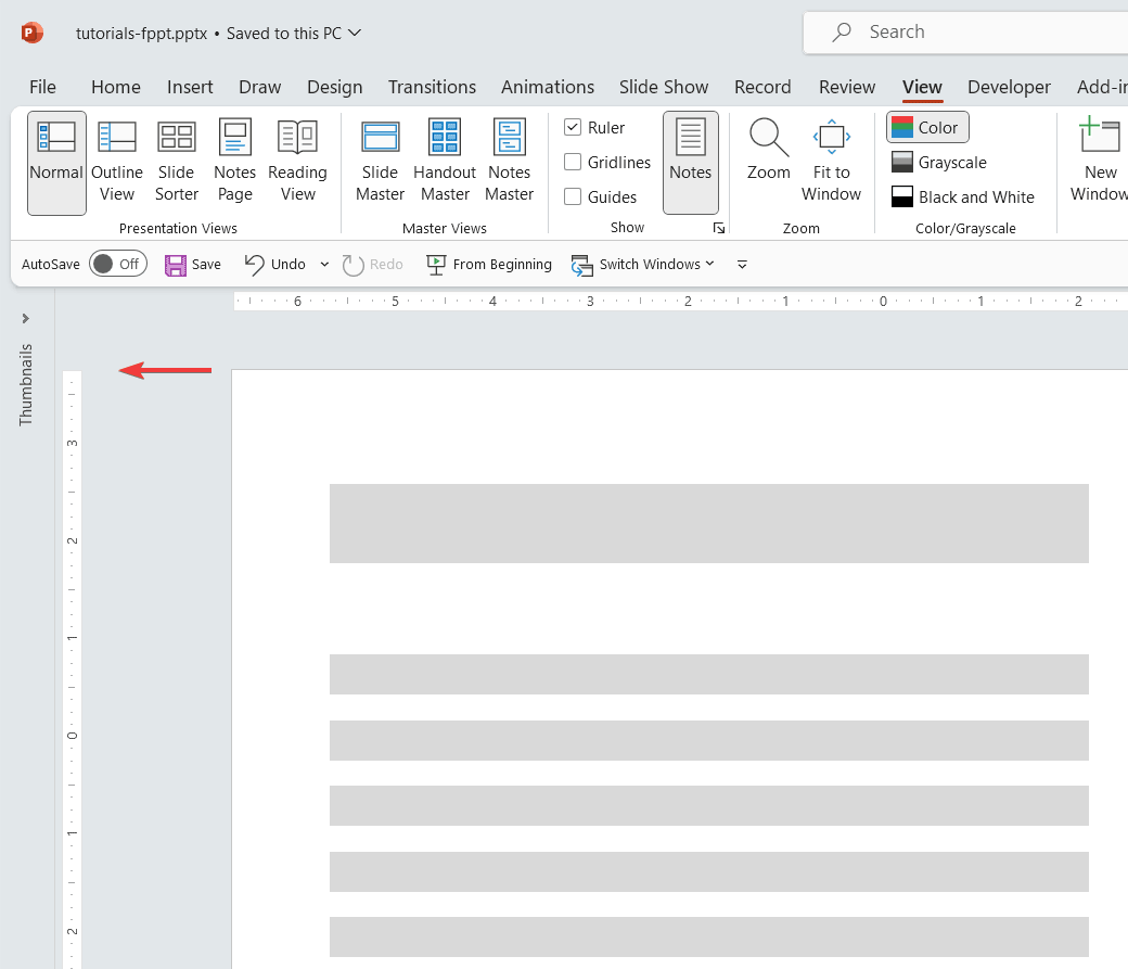 How to Show PowerPoint Left Pane with Slides and Outline