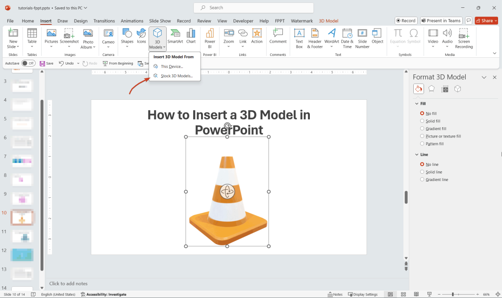 How to Insert a 3D Model in PowerPoint