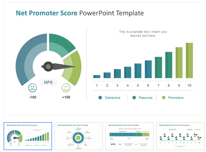 Example of NPS template for PowerPoint presentation with clear slide designs and infographics