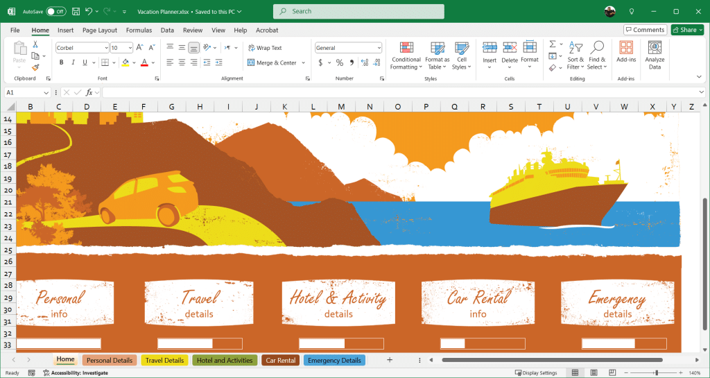 Free Vacation Planner Template for Excel