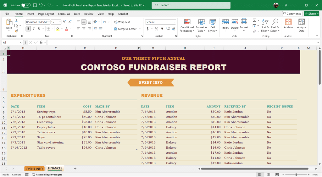 Free Non Profit Fundraising Report Maker for Excel