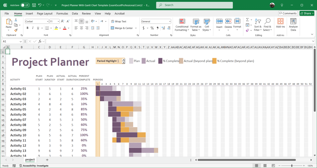 Free Excel Gantt Chart Template