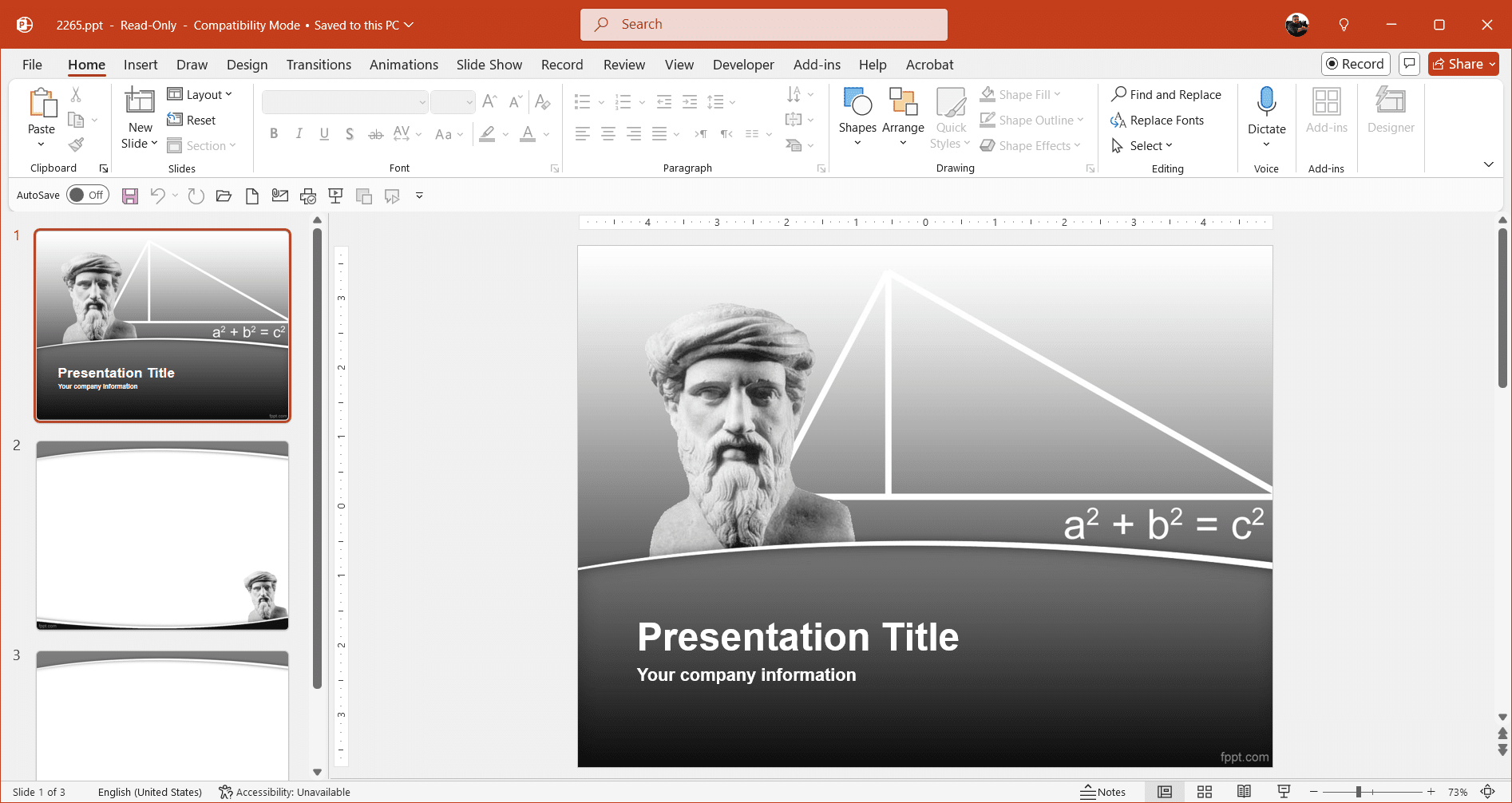 Free pythagoras PowerPoint template