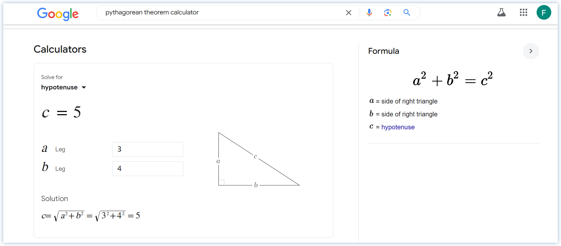 Use of the pythagorean theorem calculator