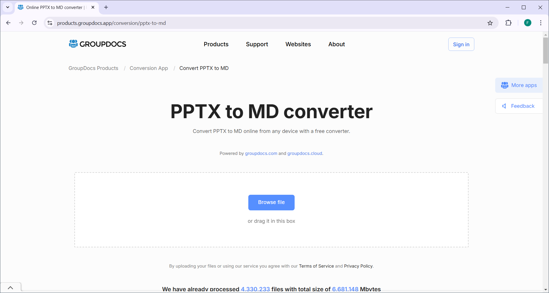 Convert PPTX to Markdown format using MD Convert - pptx to md converter