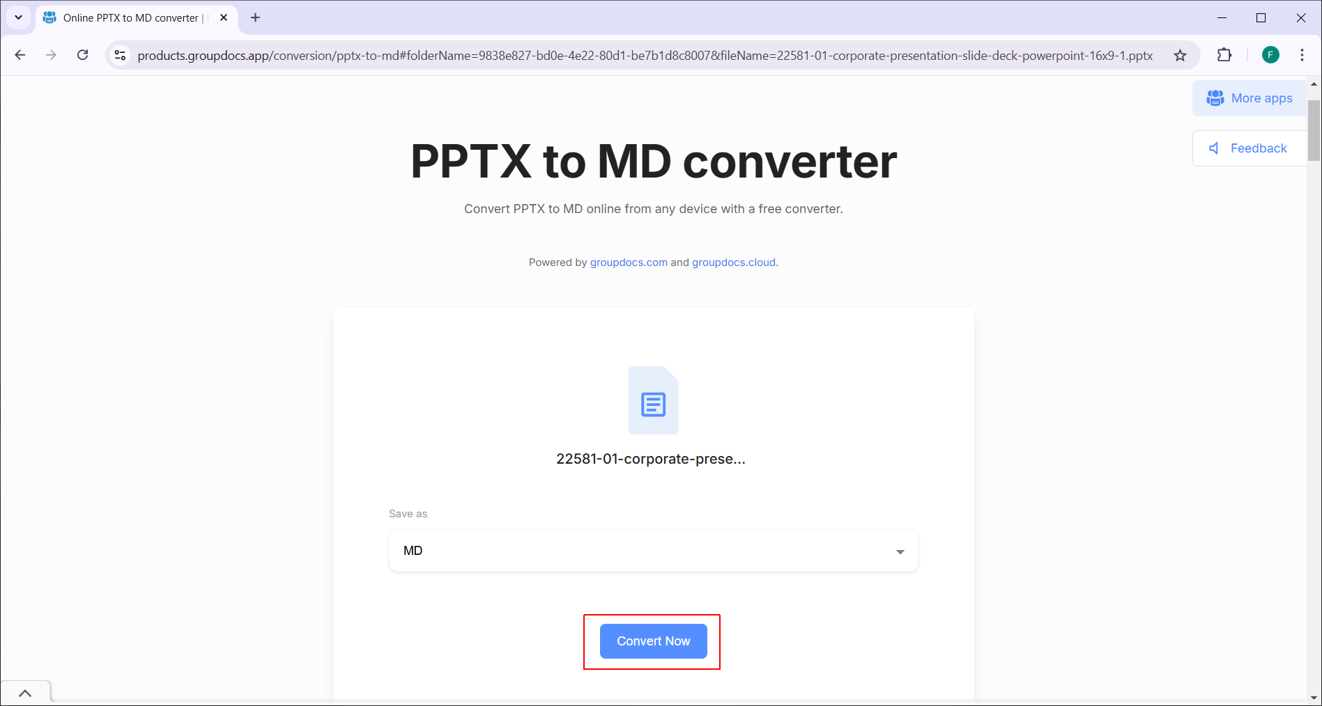 convert a PowerPoint file to markdown