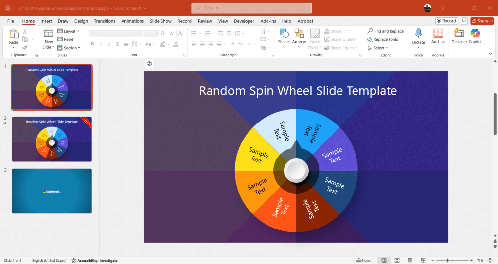 Random wheel template for PowerPoint