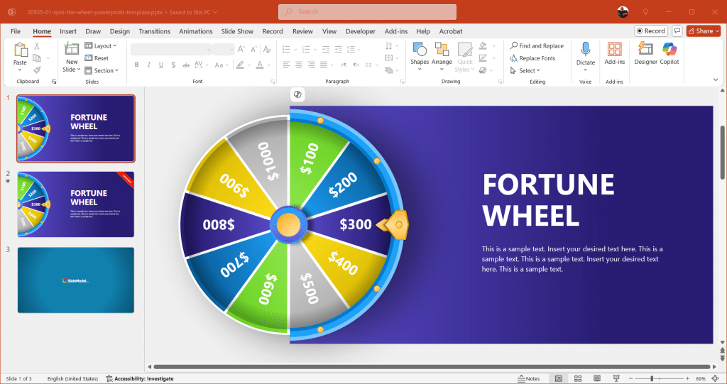 Spin the wheel template for PowerPoint