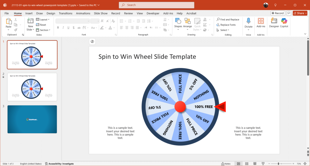 Spin the wheel PowerPoint slide template