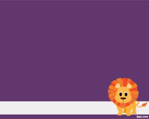 Free lion illustration in PowerPoint presentation template with violet background