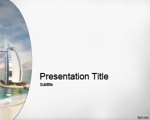 Free Dubai Building PPT template with gray background